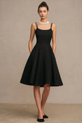 Elegant A-Line Spaghetti Straps Black Dress