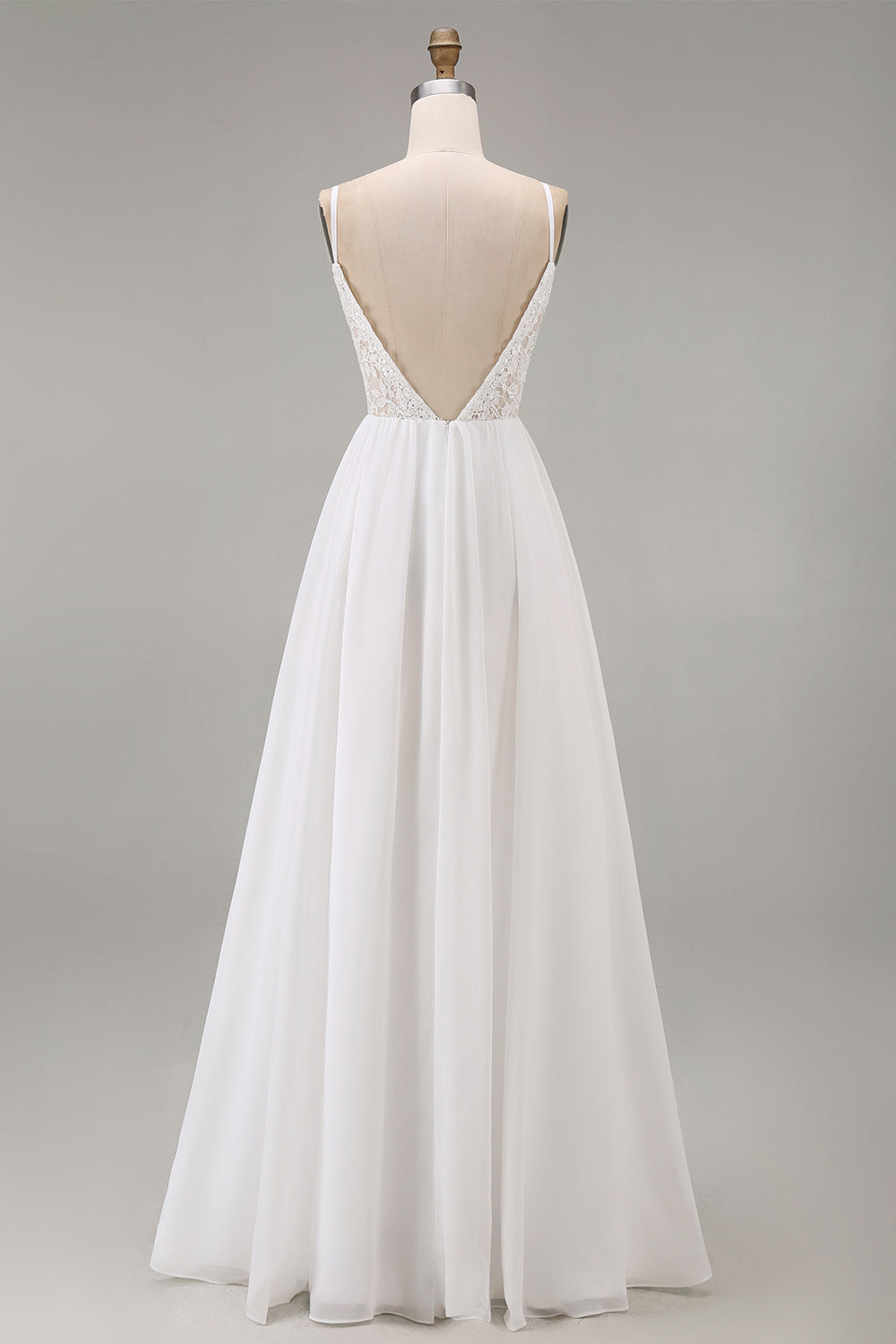 White A-Line Appliqued Spaghetti Straps Engagement Dress