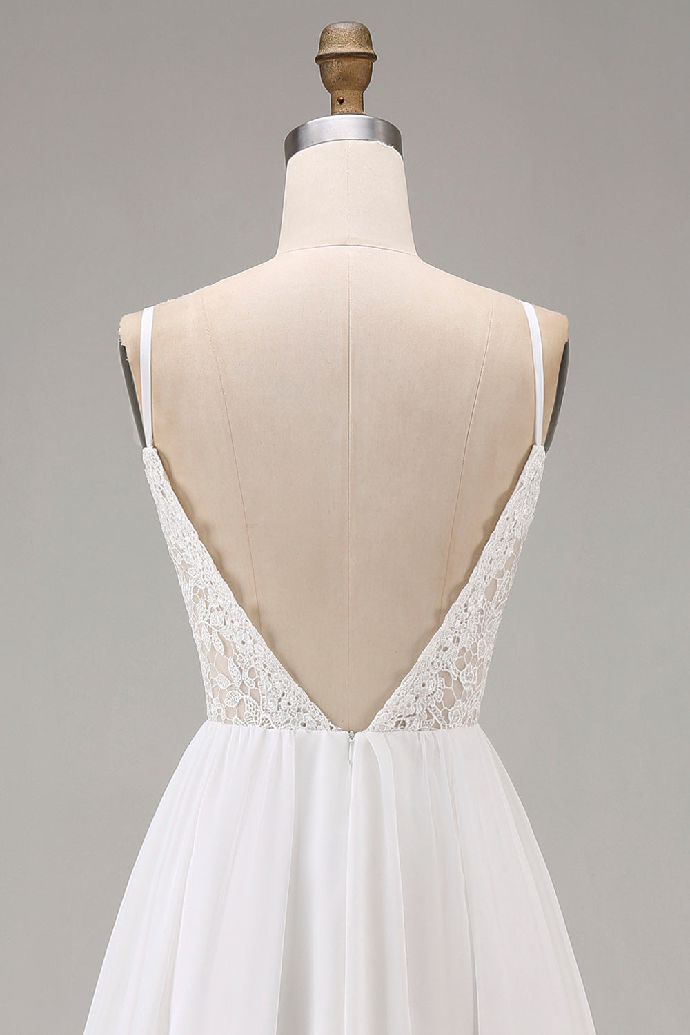 White A-Line Appliqued Spaghetti Straps Engagement Dress