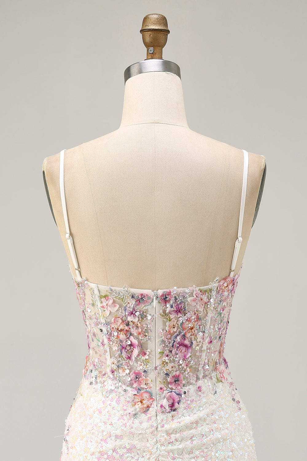Sparkly Bodycon Corset White Flower Homecoming Dress
