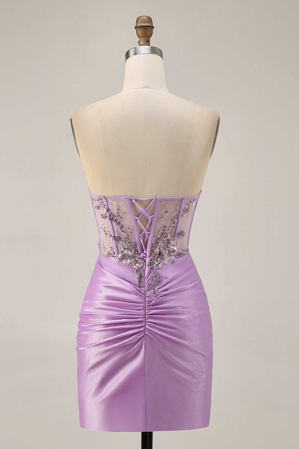 Grey Green Bodycon Corset Strapless Homecoming Dress with Appliques