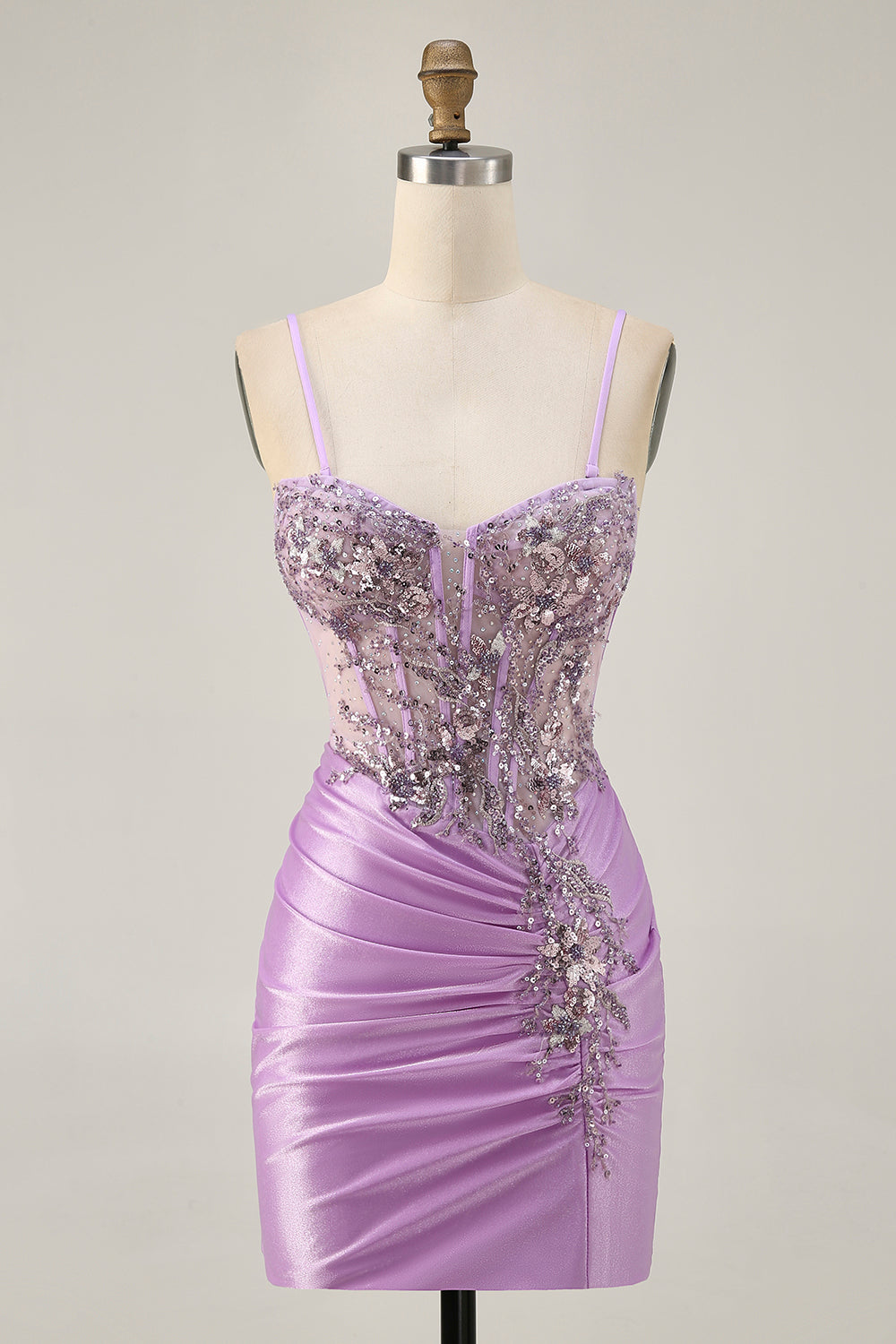 Grey Green Bodycon Corset Strapless Homecoming Dress with Appliques