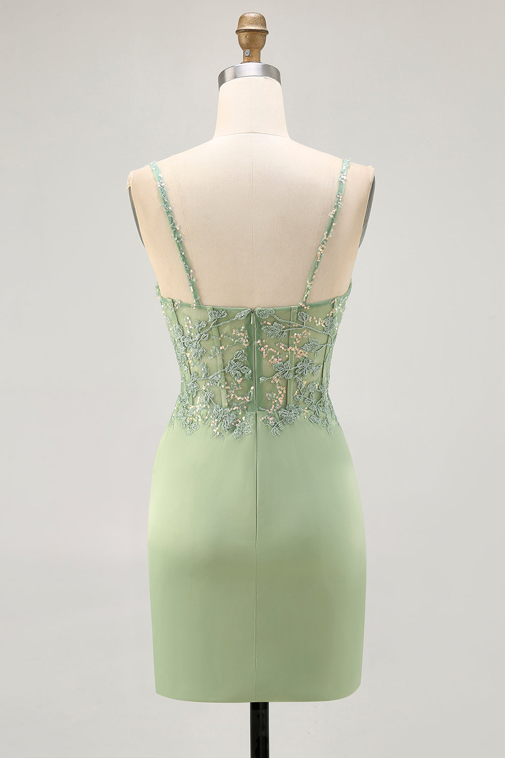 Matcha Bodycon Corset Homecoming Dress With Appliques