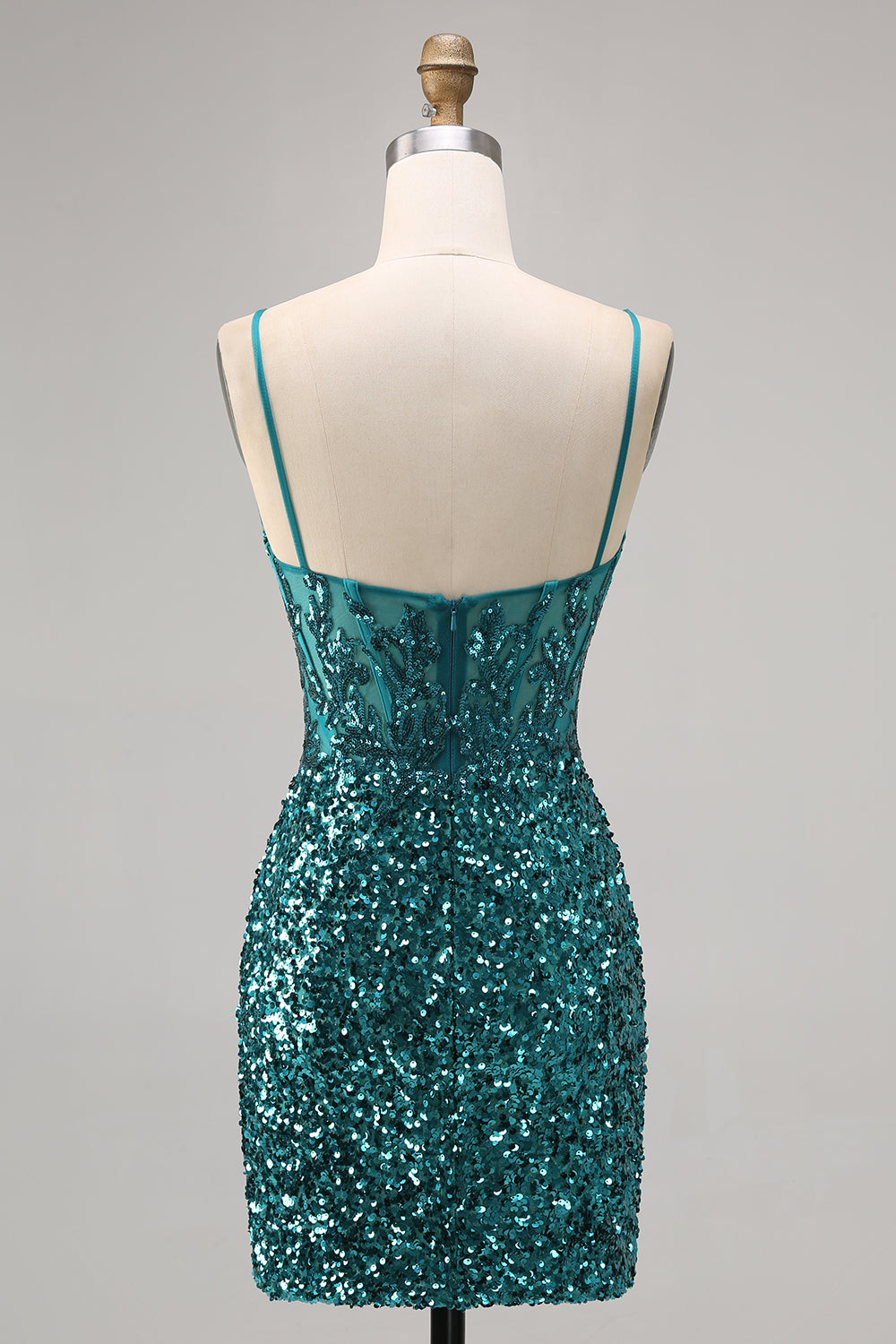 Sparkly Grey Blue Corset Homecoming Dress with Slit