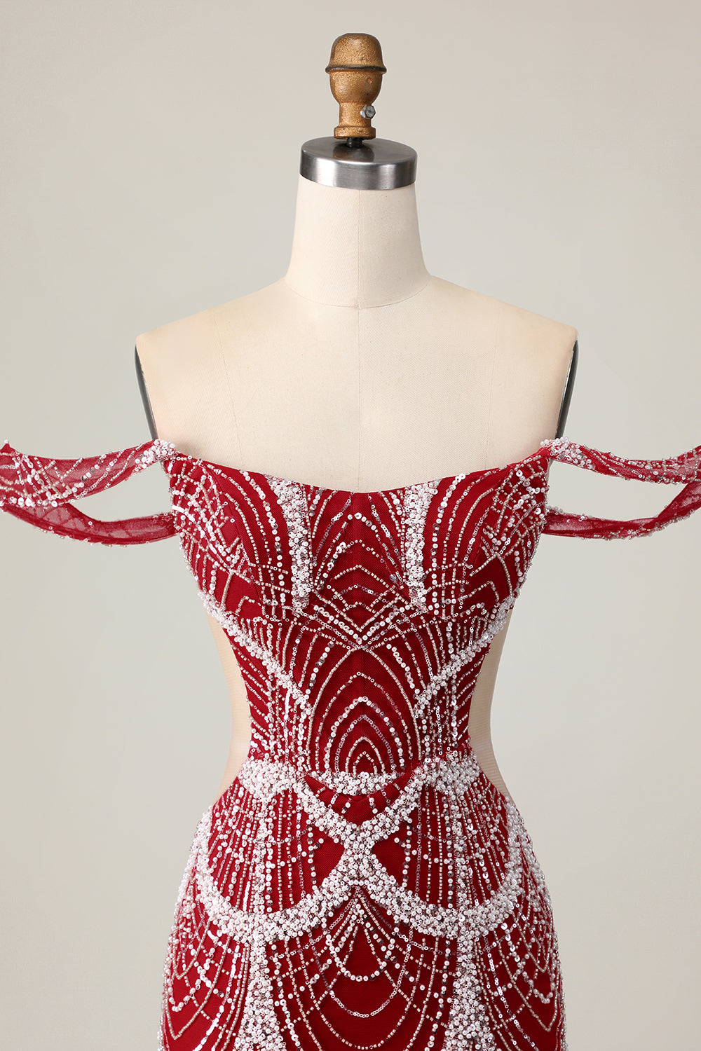 Off The Shoulder Sequin Tight Red Homecoming Dress