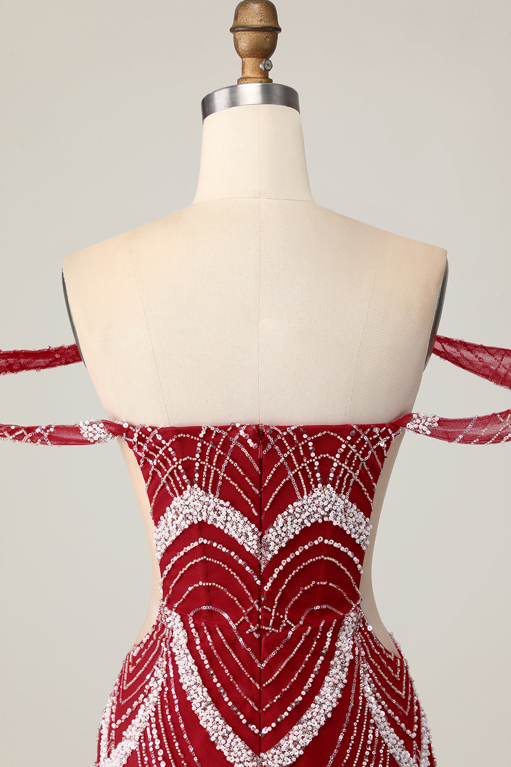 Off The Shoulder Sequin Tight Red Homecoming Dress