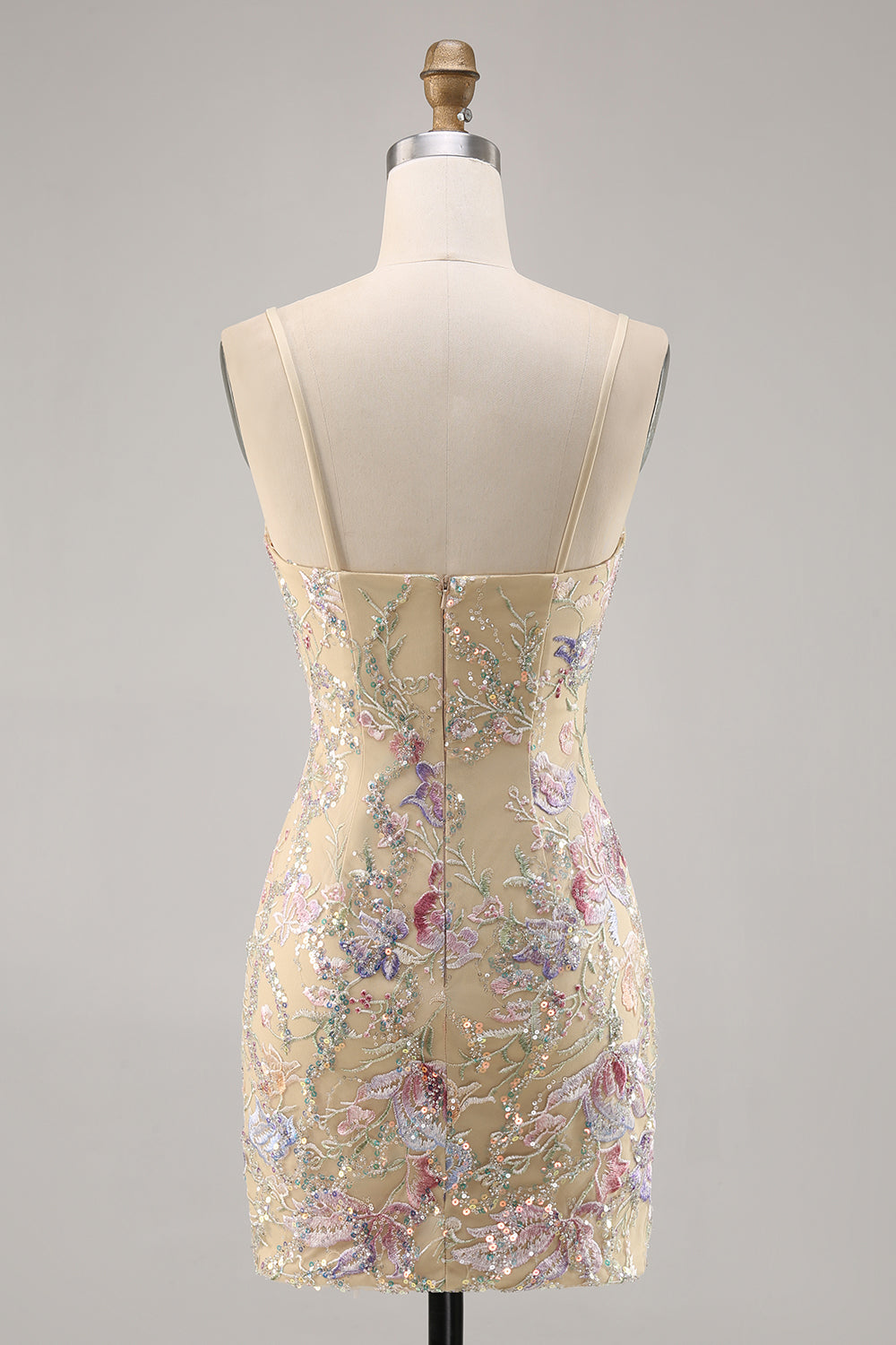 Apricot Embroidered Bodycon Short Homecoming Dress