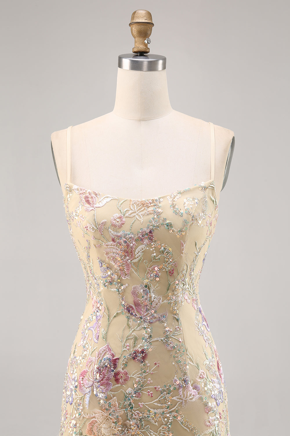 Apricot Embroidered Bodycon Short Homecoming Dress