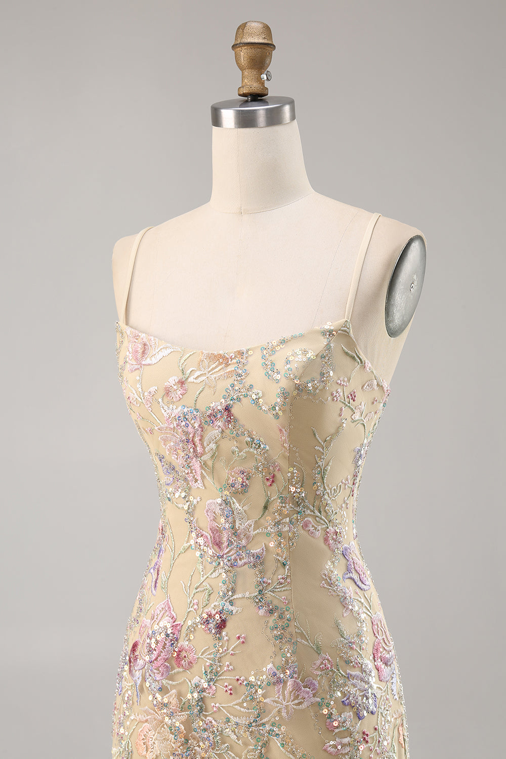 Apricot Embroidered Bodycon Short Homecoming Dress