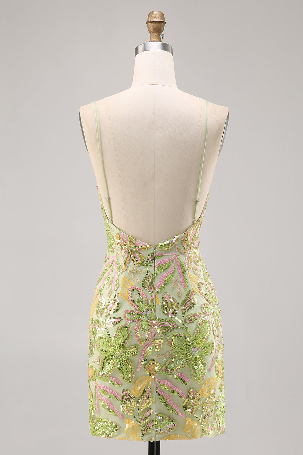 Sparkly Green Spaghetti Straps Tight Homecoming Dress