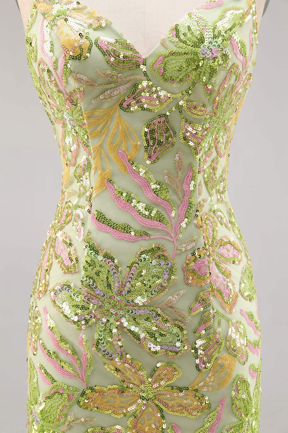 Sparkly Green Spaghetti Straps Tight Homecoming Dress