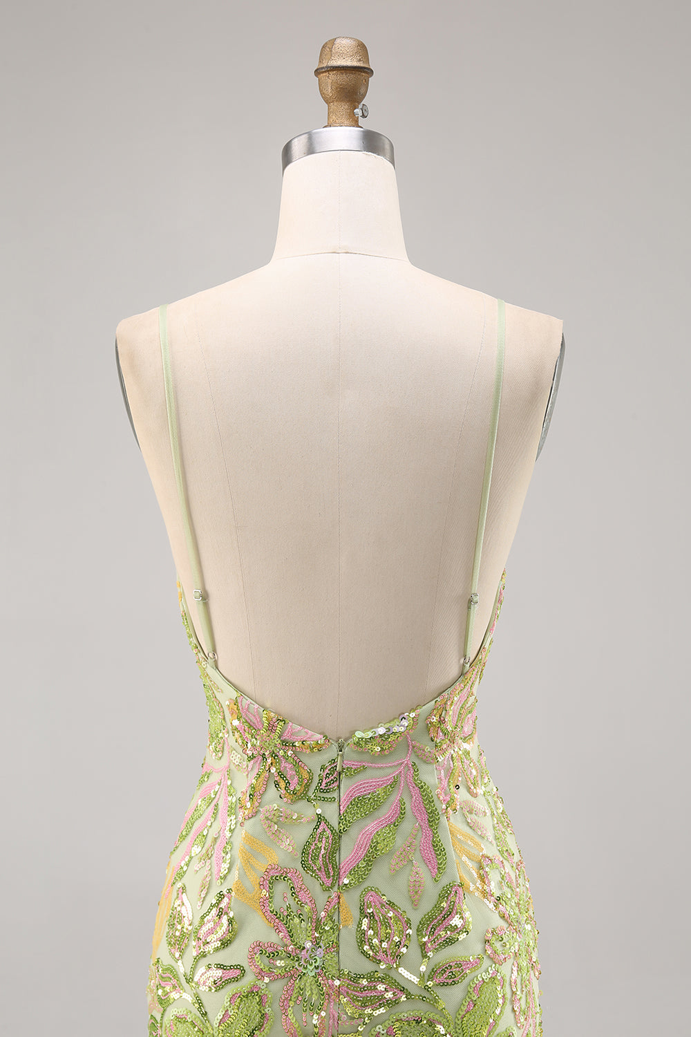 Sparkly Green Spaghetti Straps Tight Homecoming Dress