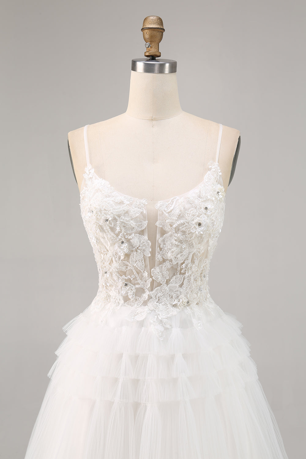 White A-Line Appliqued Tulle Homecoming Dress