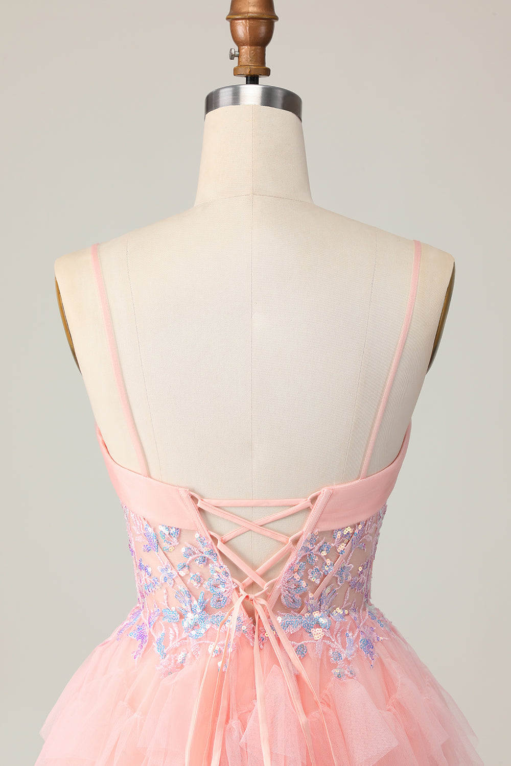 Cute Tiered Pink Homecoming Dress with Appliques