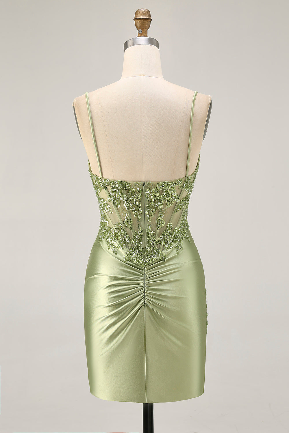 Sage Green Corset Bodycon Homecoming Dress With Sequins