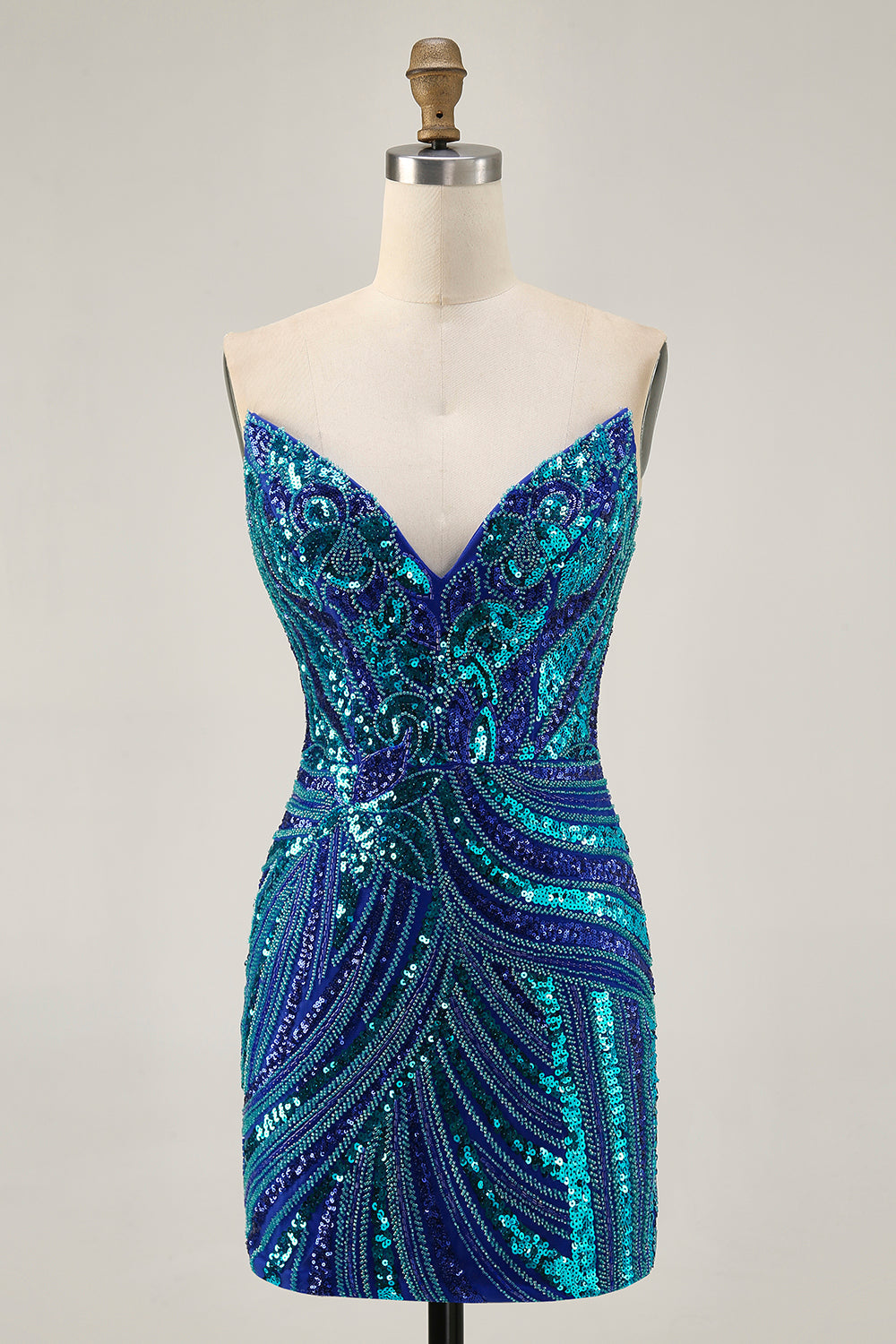 Royal Blue Strapless Bodycon Homecoming Dress With Sequins