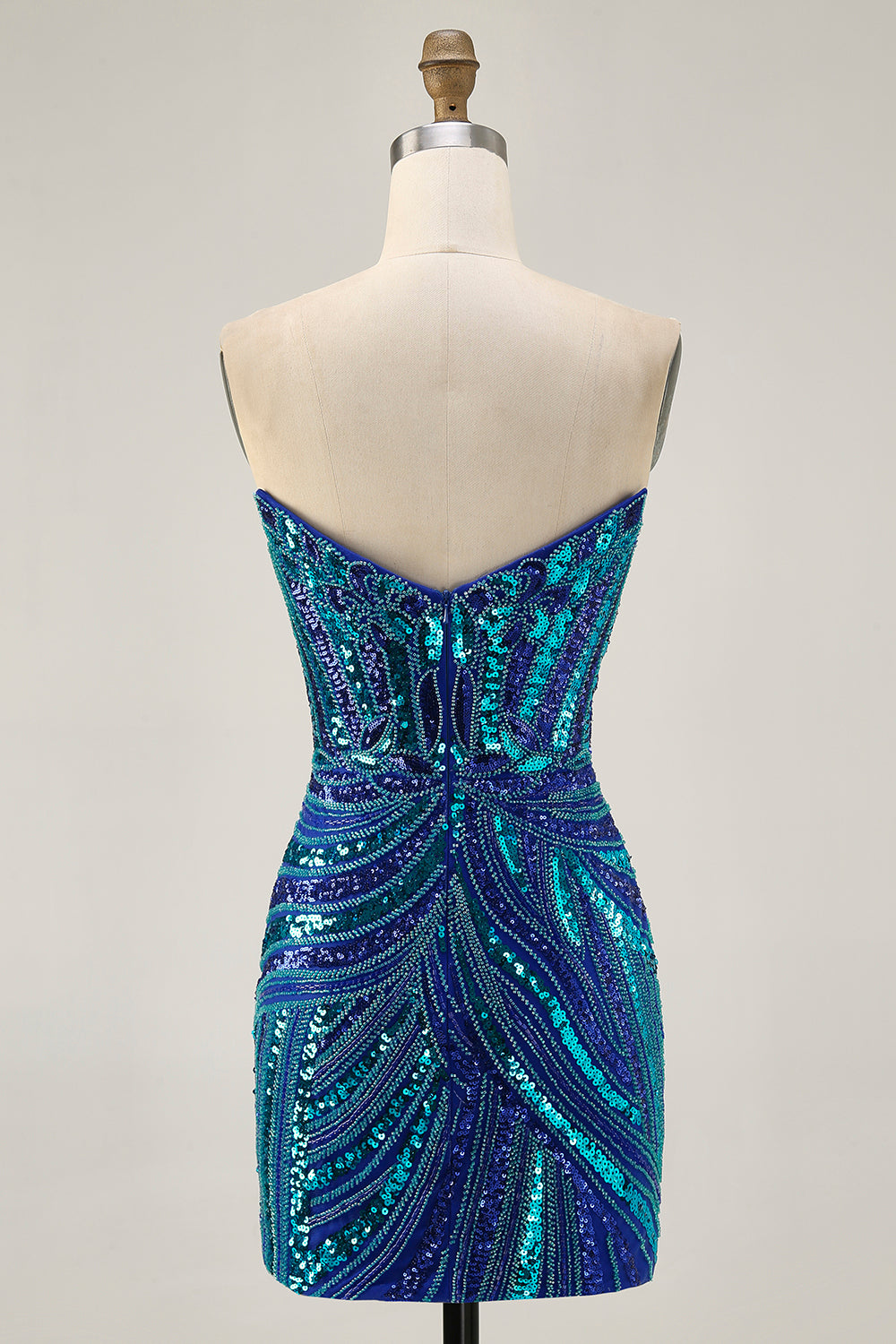 Sparkly Strapless Royal Blue Bodycon Homecoming Dress