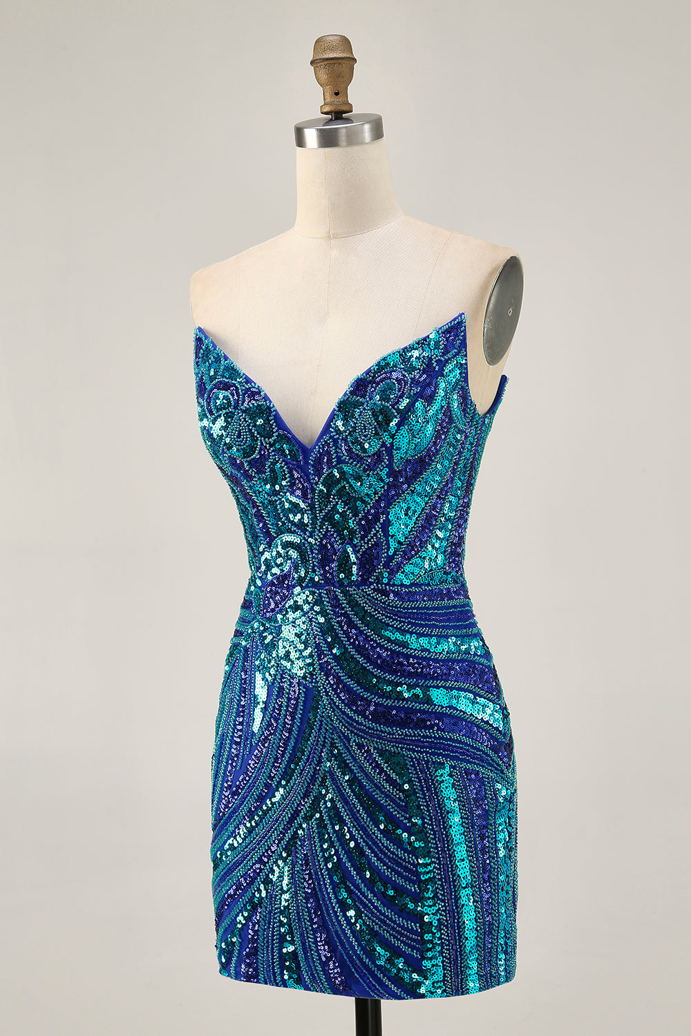 Dark Green Strapless Tight Homecoming Dress with Sequins
