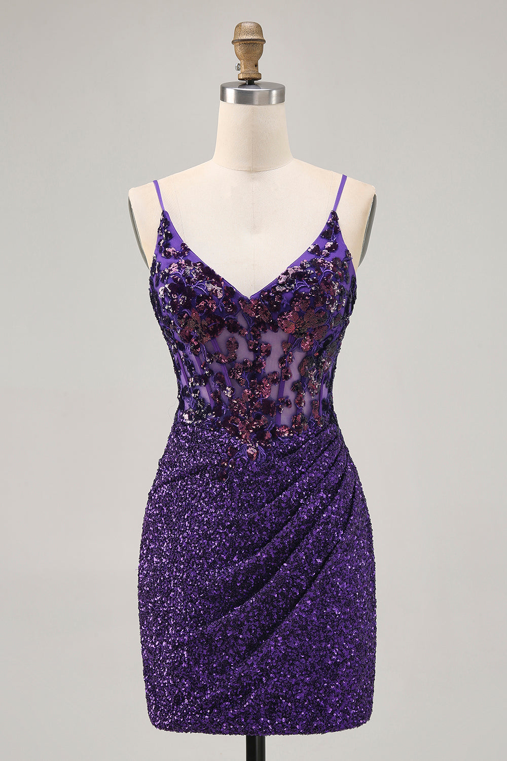 Sparkly Dark Green Corset Bodycon Homecoming Dress with Appliques