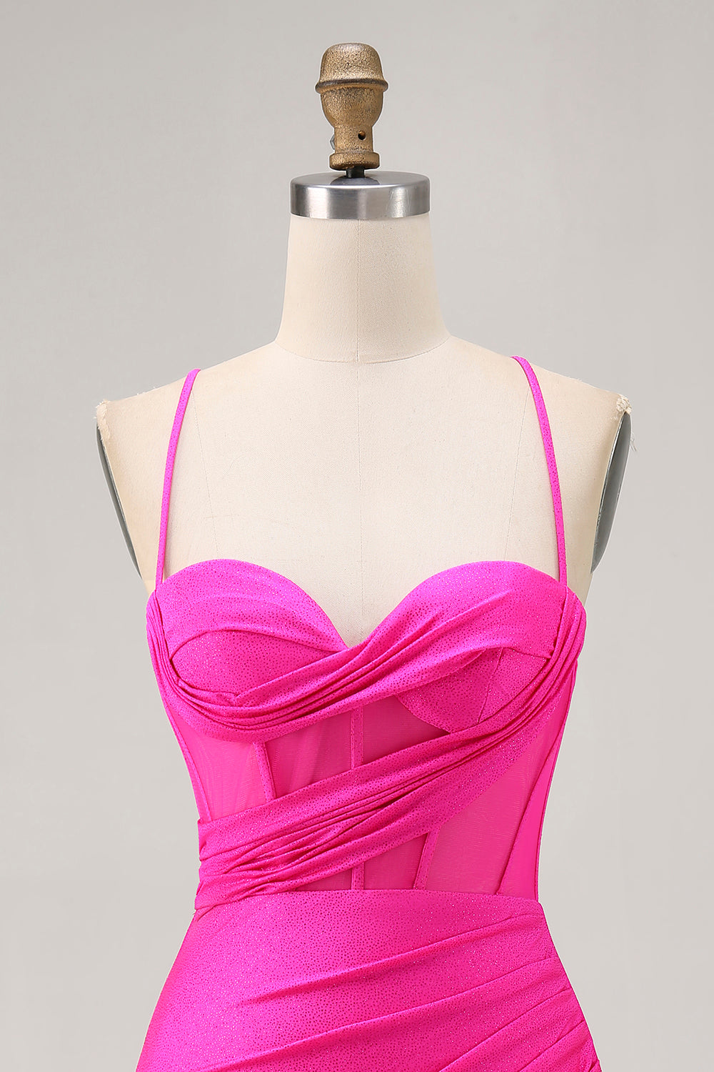 Fuchsia Corset Halter Tight Homecoming Dress