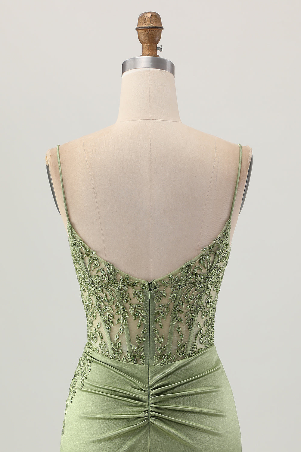 Sage Green Tight Corset Homecoming Dress With Appliques
