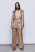 2-Piece Gold Shawl Lapel Prom Suits With Sash