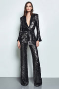 Black Sequined Shawl Lapel 2-Piece Prom Suits