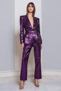 Sprakly Dark Purple One Button 2-Piece Women Prom Suits