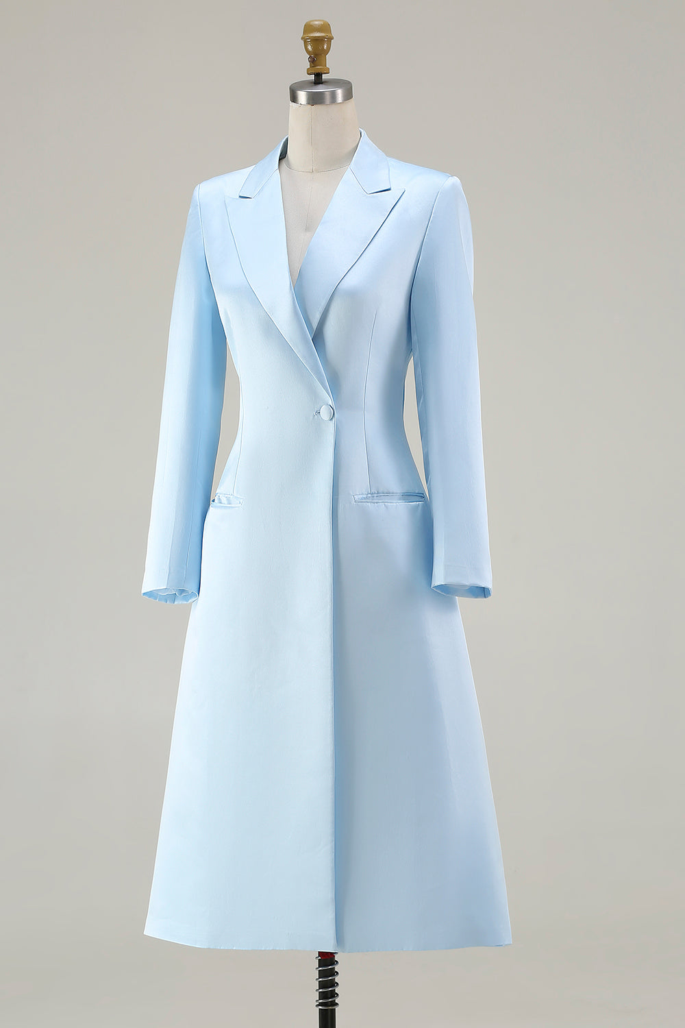 Sky Blue Peak Laplel Midi Business Casual Dress with Long Sleeves
