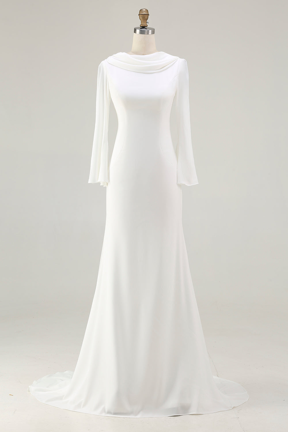 Modest Ivory Mermaid Long Sleeve Wedding Dress