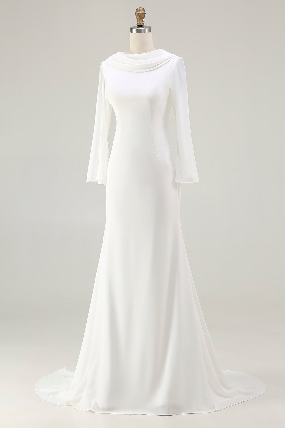 Modest Ivory Mermaid Long Sleeve Wedding Dress