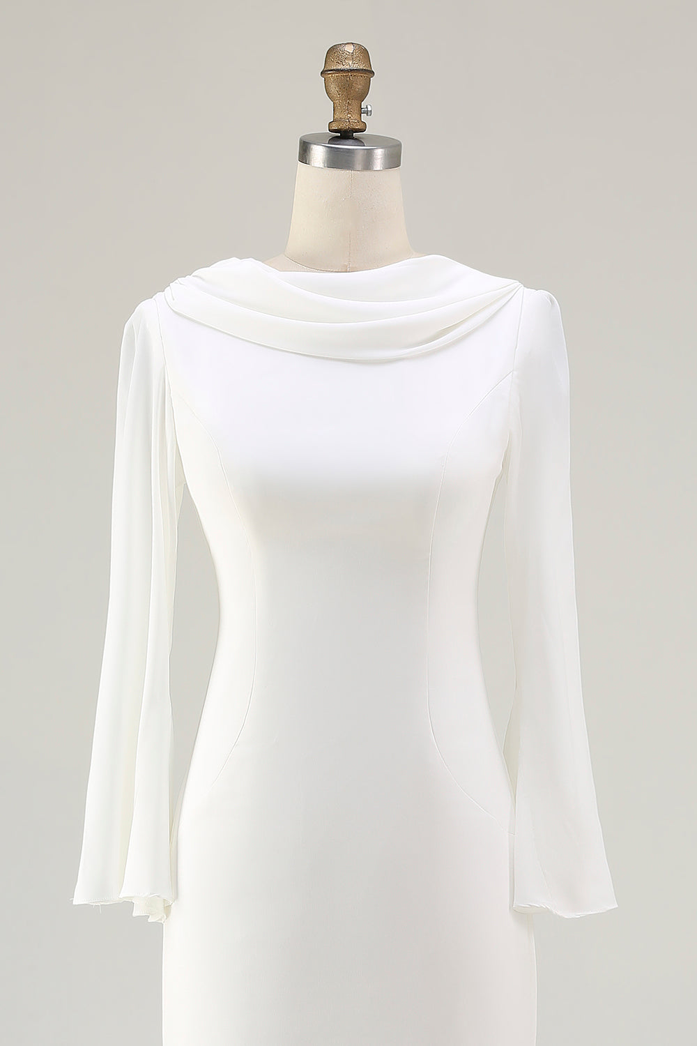 Modest Ivory Mermaid Long Sleeve Wedding Dress