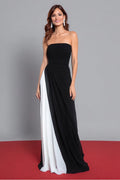 Strapless Black and White Long Formal Dress