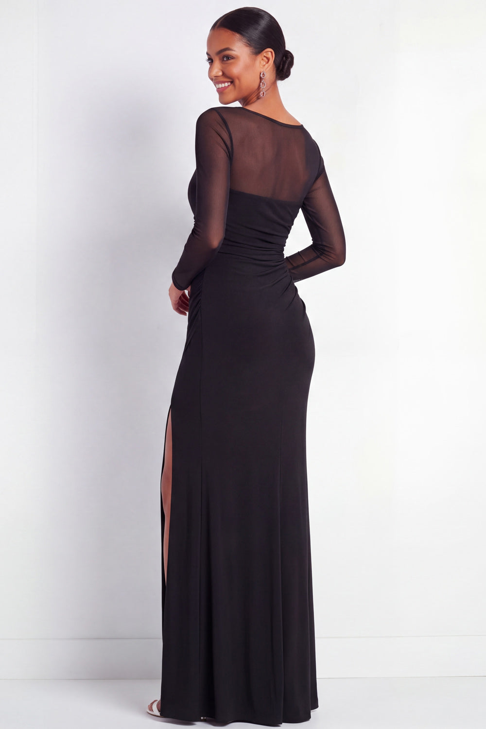 Mermaid Cabernet Boat Neck Formal Dress with Slit