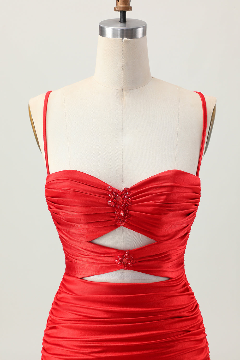 Dark Khaki Ruched Cut Out Tight Homecoming Dress