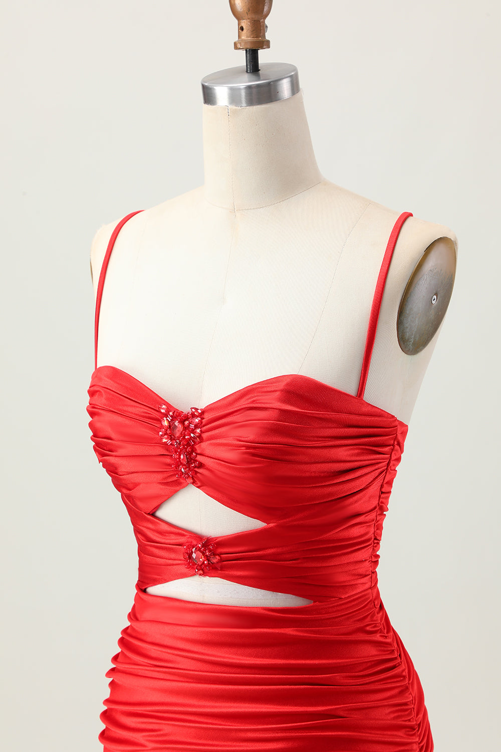 Dark Khaki Ruched Cut Out Tight Homecoming Dress