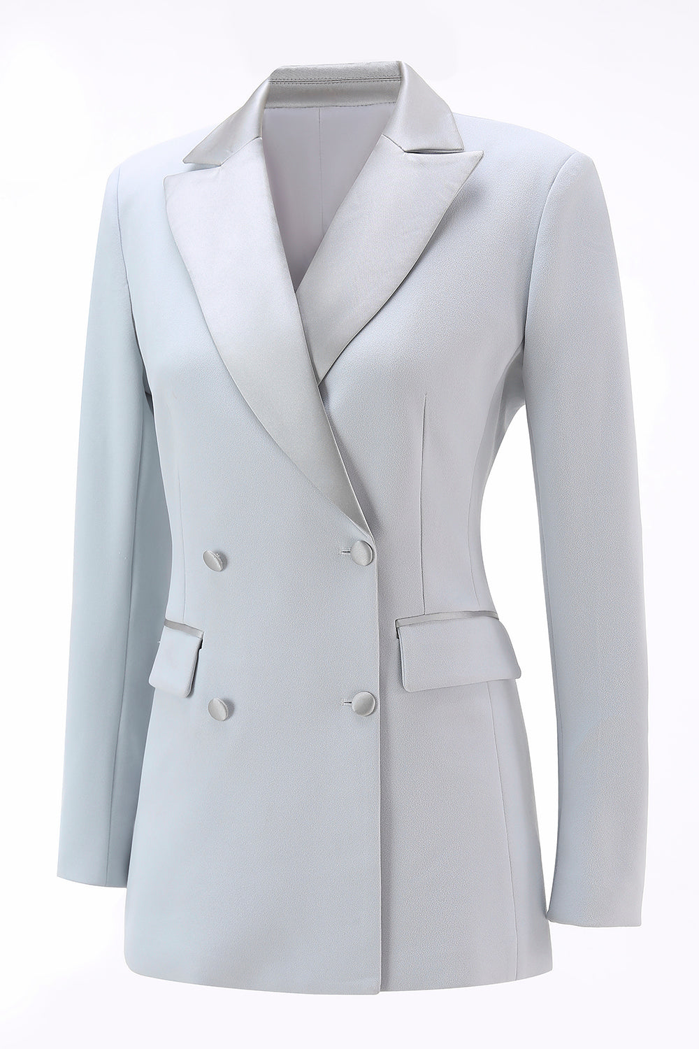 Silver Peak Lapel Long Sleeve 2-Piece Women Pantsuits