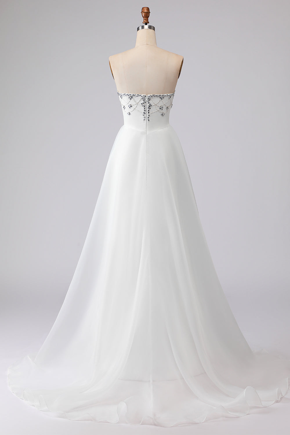 Sparkly White Strapless Satin Wedding Dress