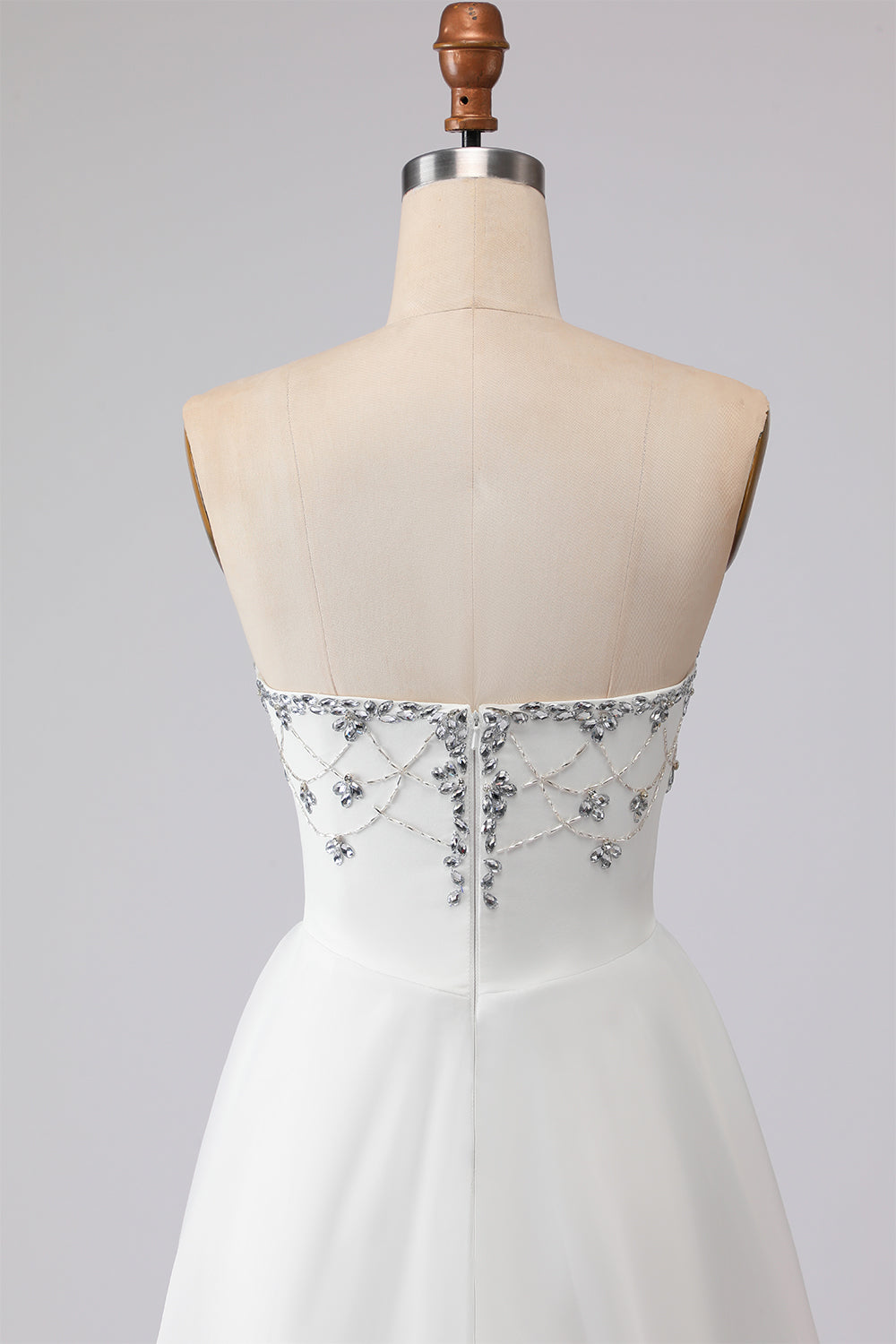 Sparkly White Strapless Satin Wedding Dress