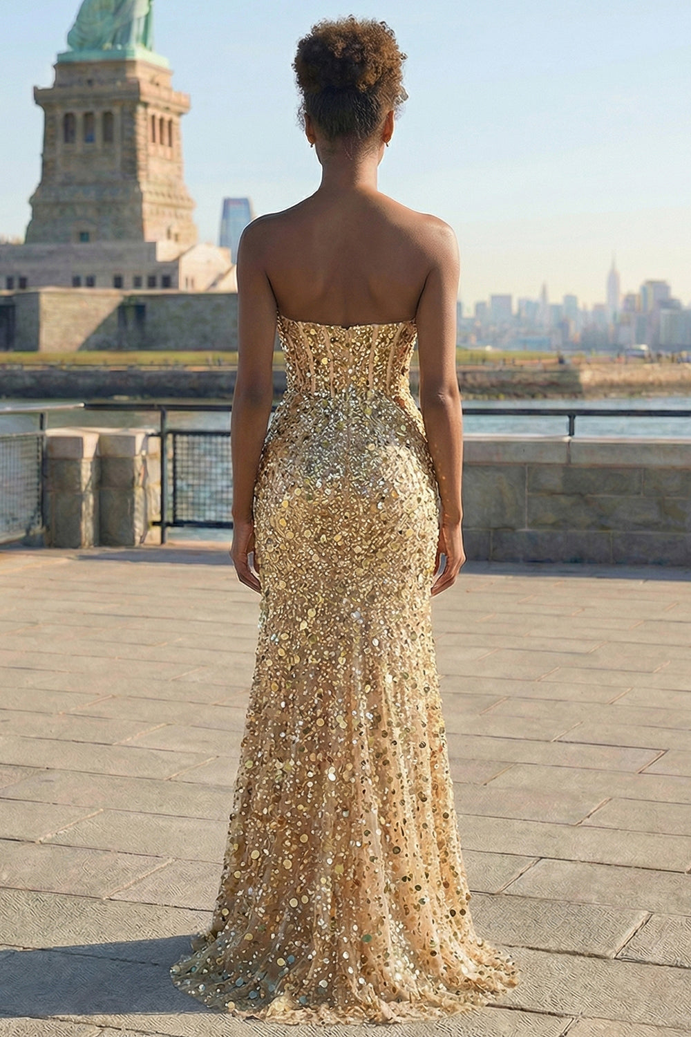 Sparkly Red Strapless Corset Mermaid Prom Dress