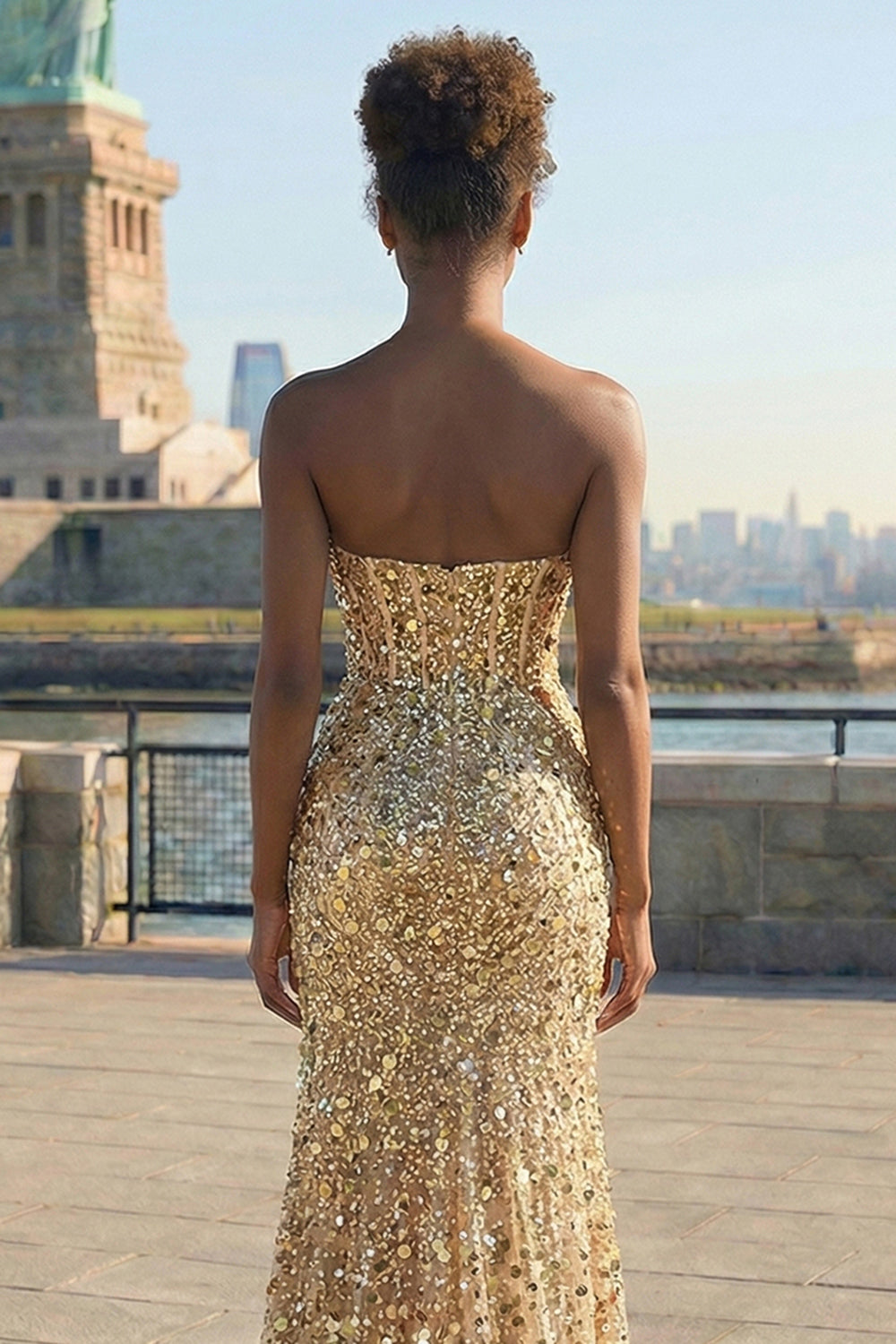 Sparkly Red Strapless Corset Mermaid Prom Dress