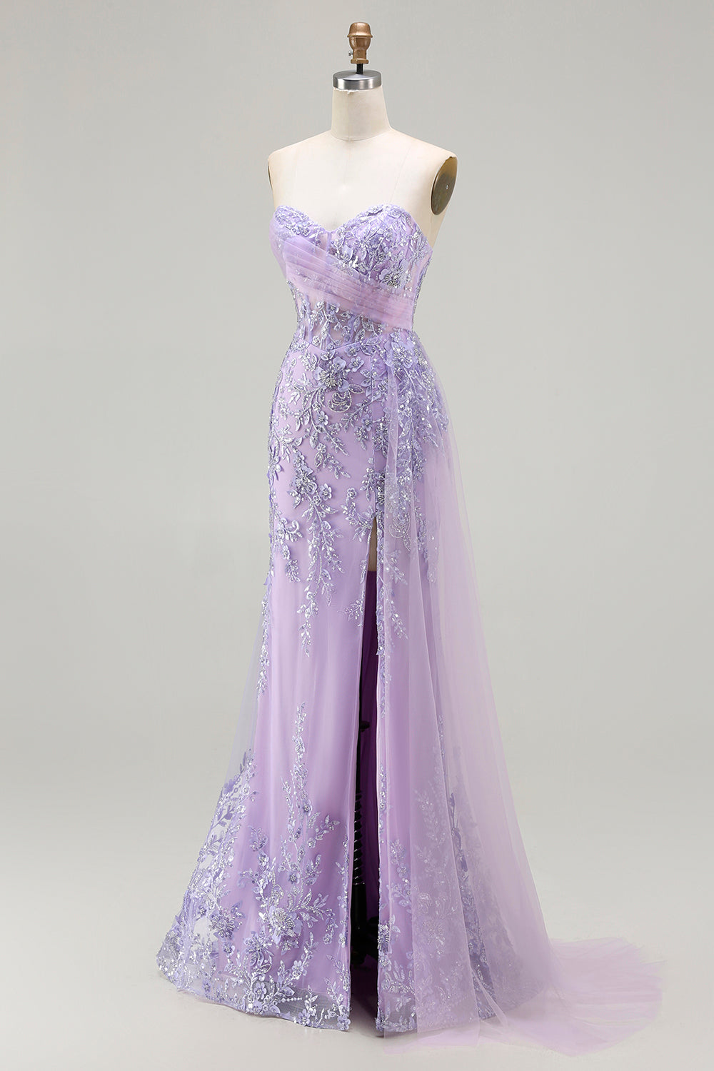 Blue Strapless Corset Sequin Mermaid Prom Dress