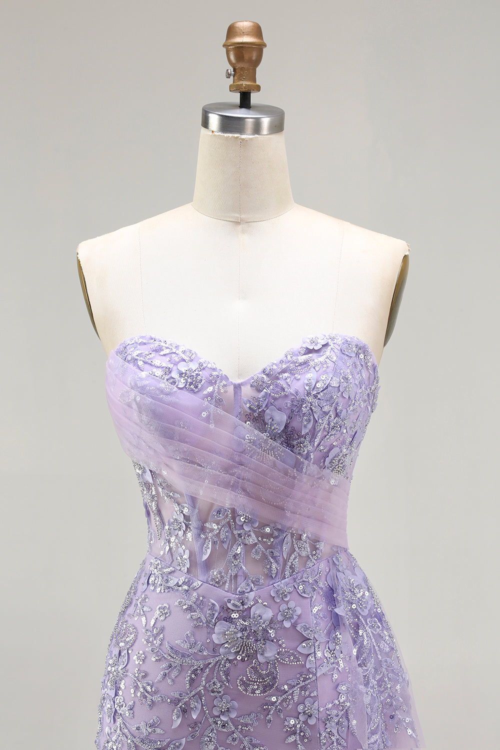 Purple Sweetheart Corset Sequin Mermaid Prom Dress With Slit