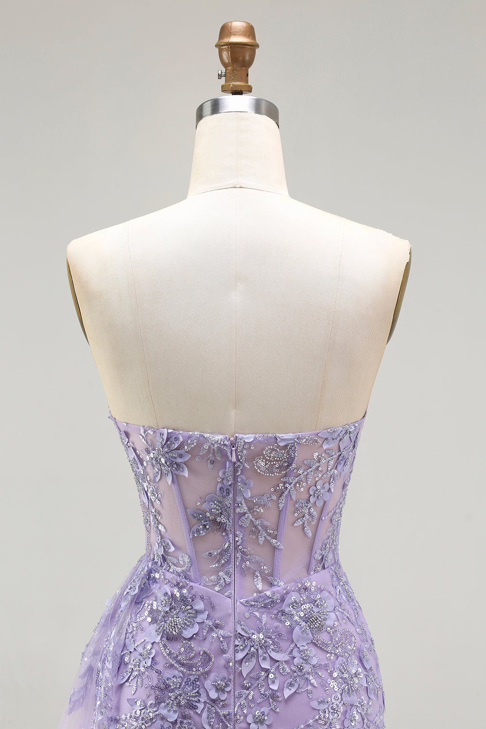 Blue Strapless Corset Sequin Mermaid Prom Dress