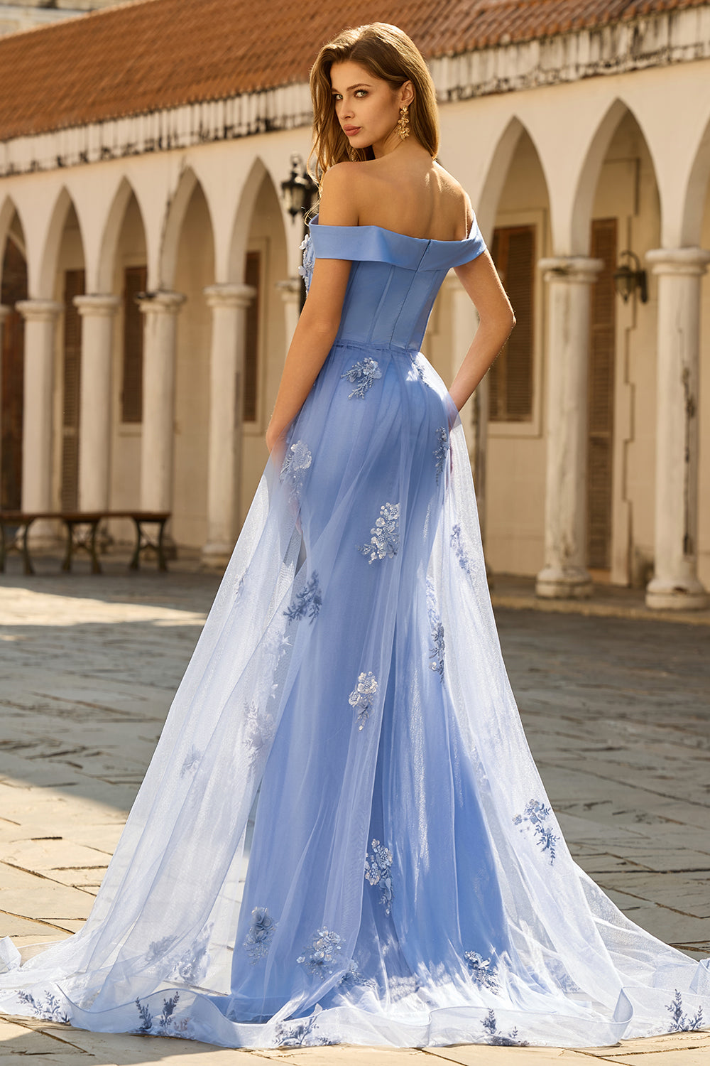 Off The Shoulder Grey Blue Mermaid Mother Of the Bride Dress With Appliques