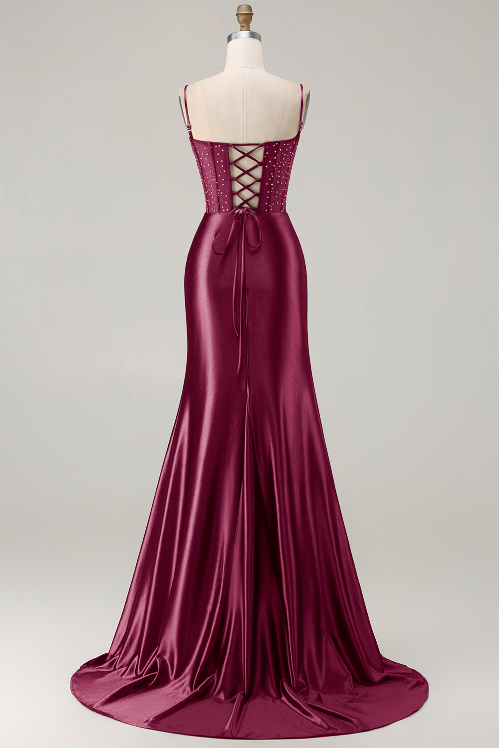 Elegant Navy Mermaid Embroidered Corset Prom Dress With Slit