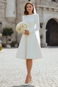 Ivory A-Line Long Sleeve Engagement Dress