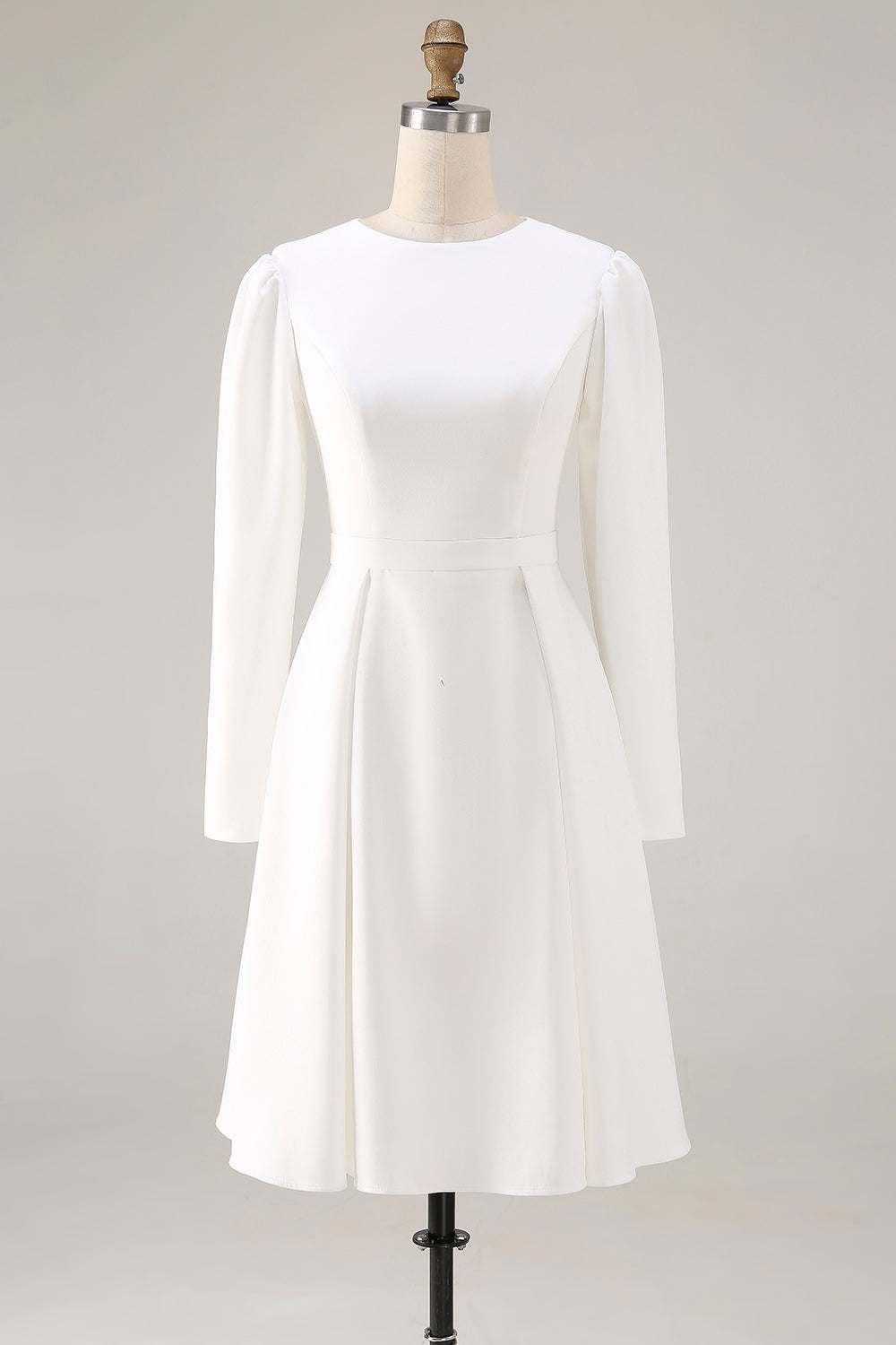 Ivory A-Line Long Sleeve Engagement Dress