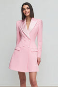 Pink A-Line Peak Lapel Blazer Dress