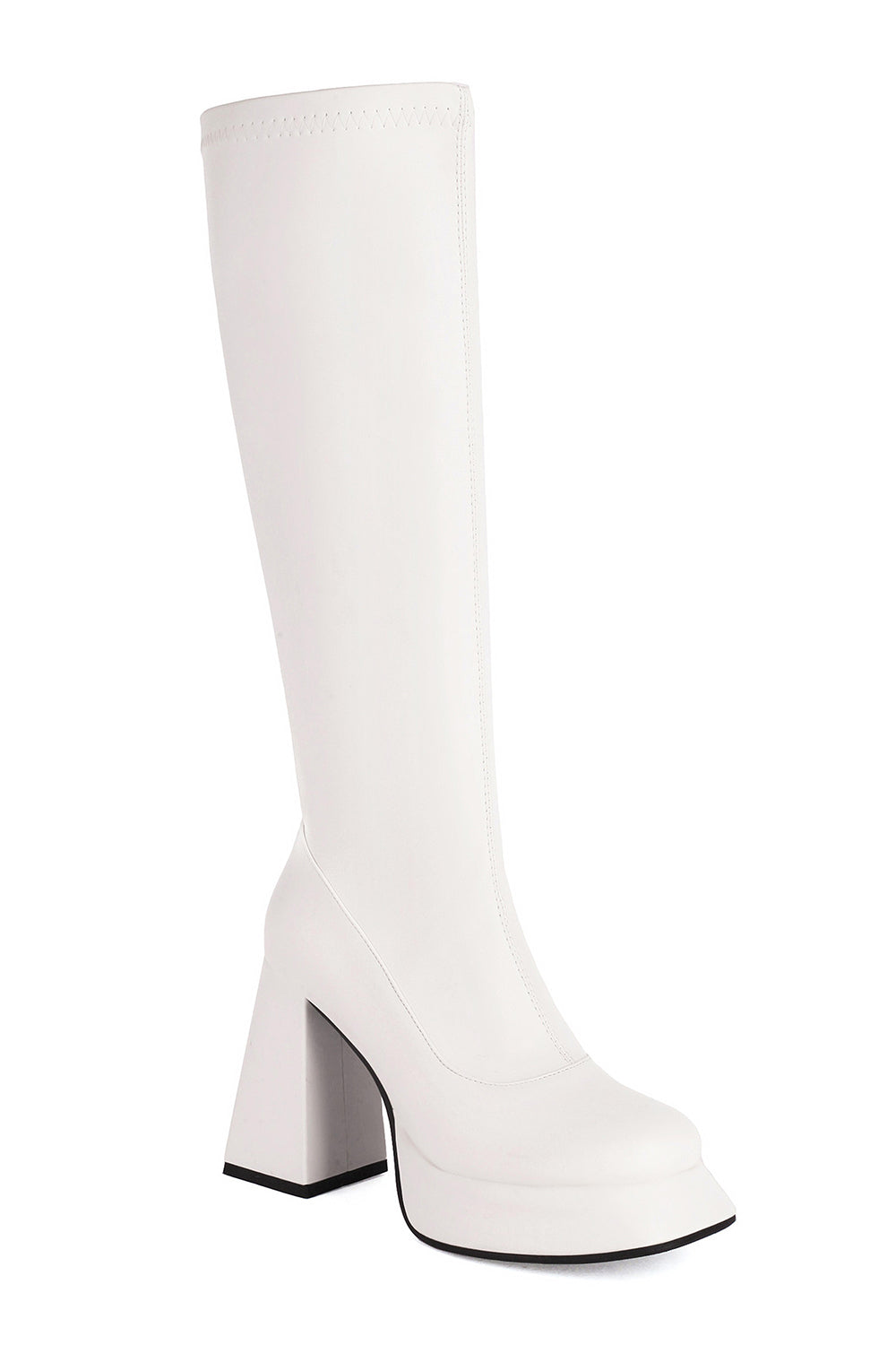 Black Platform Chunky High Heel Knee High Boots